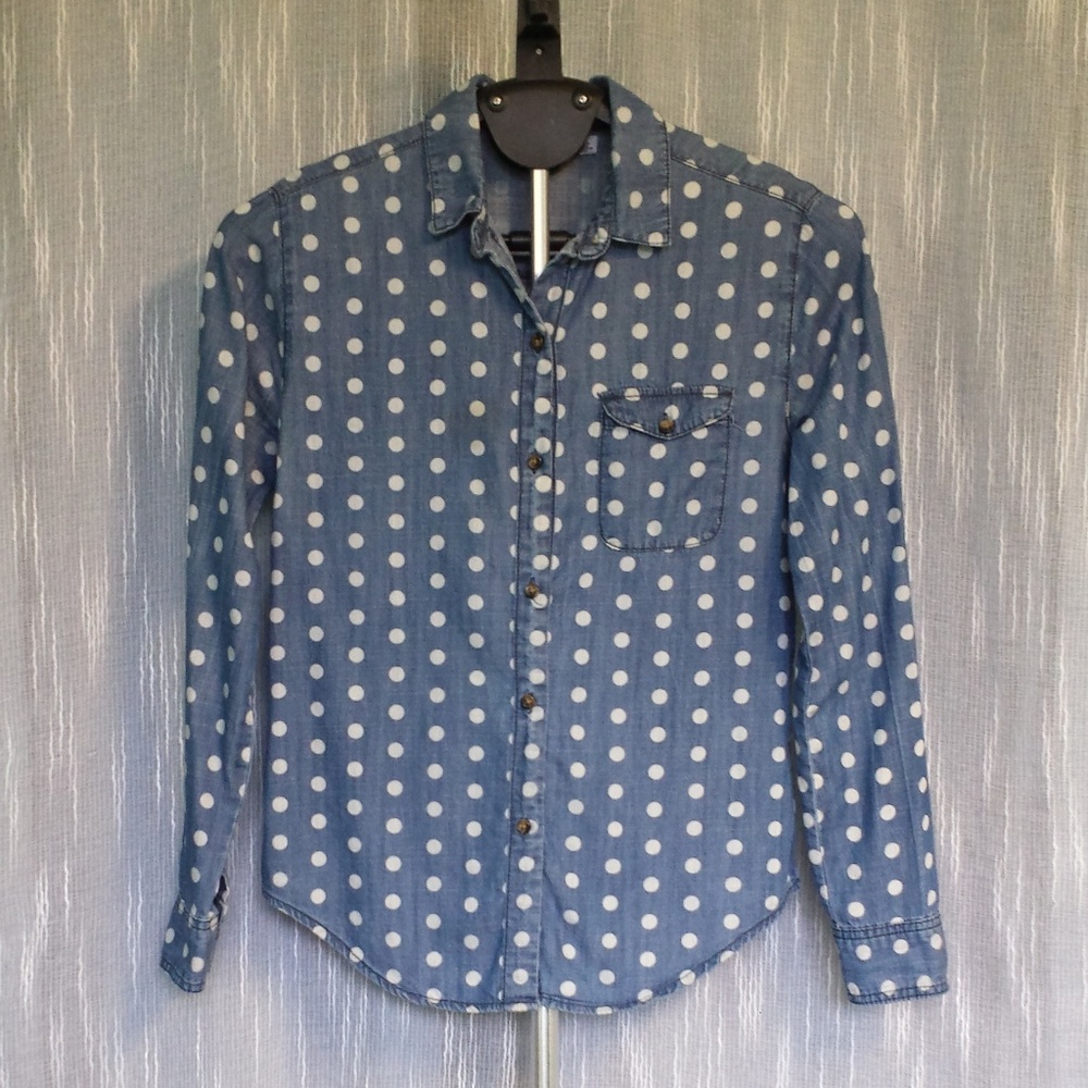 BDG Urban Outfitters Chambray Polka Dot Top S